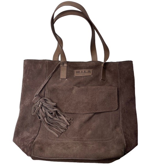 M.I.L.A. | Chocolate Brown Genuine Suede Leather Bohemian Slouchy Tote - Picture 6 of 9